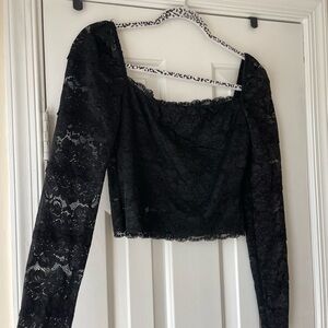 Sheer Black Lace Crop Top